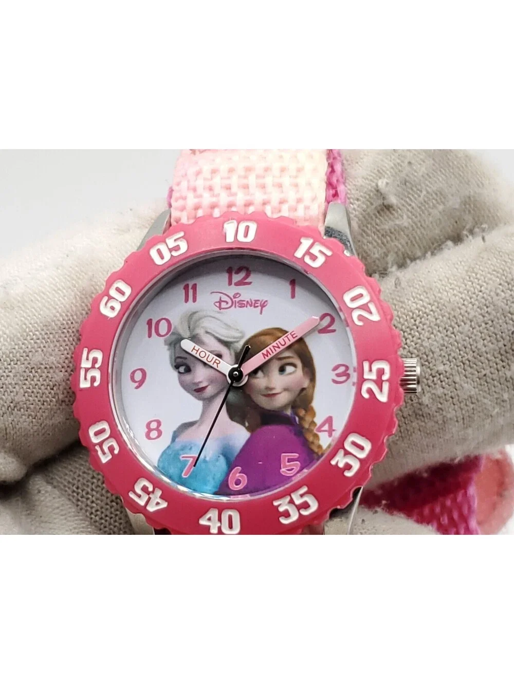 Disney Frozen Kids' Time Teacher Quartz Watch Nylon Strap- New Battery 30mm